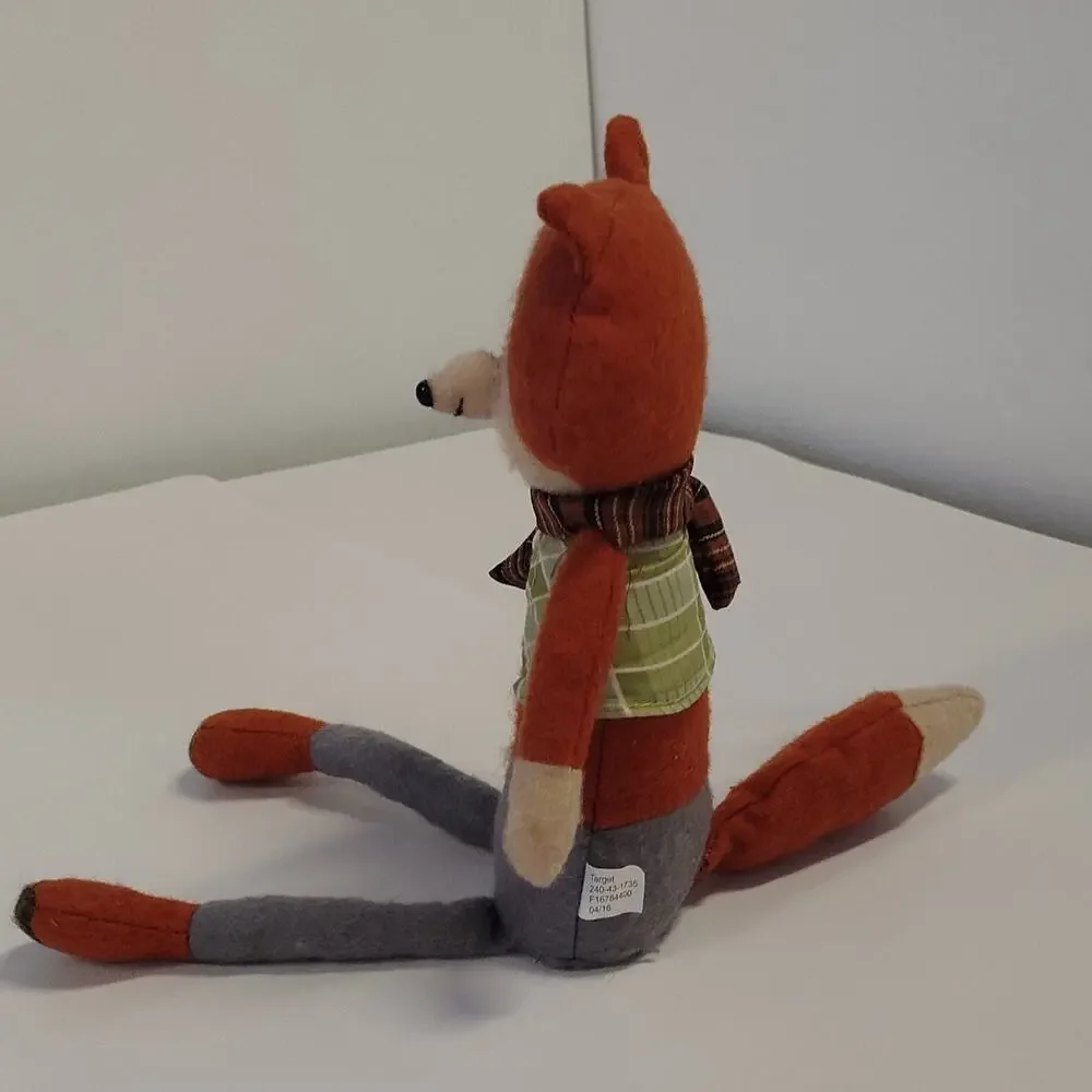 Target Orange Brown Fox Plush Felt Stuffed w/ Scarf Vest Fall Shelf Sitter